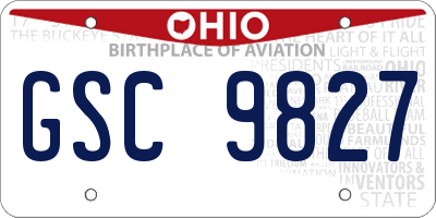 OH license plate GSC9827