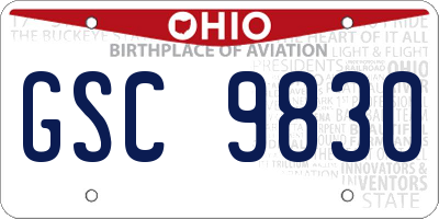 OH license plate GSC9830