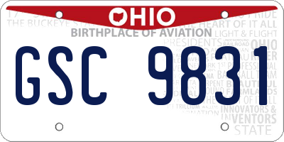 OH license plate GSC9831