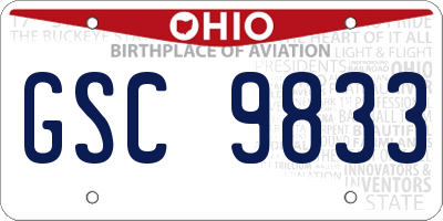 OH license plate GSC9833