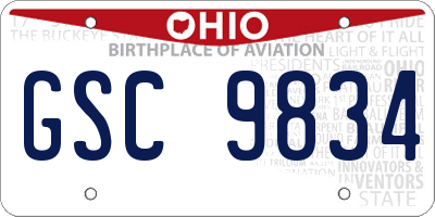 OH license plate GSC9834