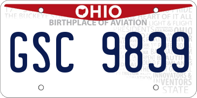 OH license plate GSC9839