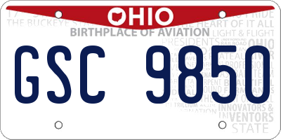 OH license plate GSC9850