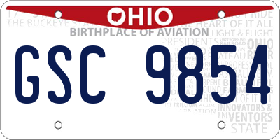 OH license plate GSC9854