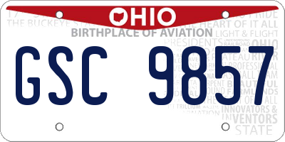 OH license plate GSC9857