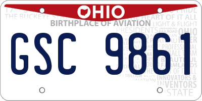 OH license plate GSC9861