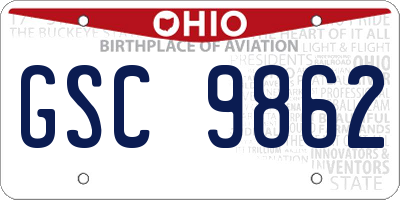 OH license plate GSC9862