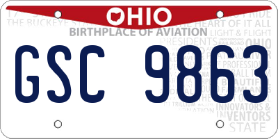 OH license plate GSC9863