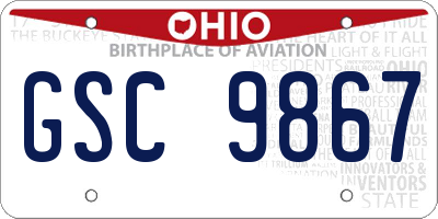 OH license plate GSC9867