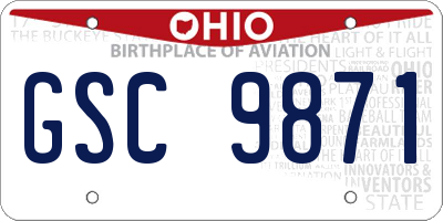 OH license plate GSC9871