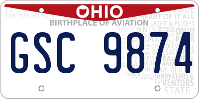 OH license plate GSC9874