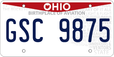 OH license plate GSC9875