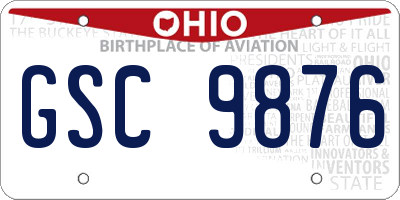 OH license plate GSC9876