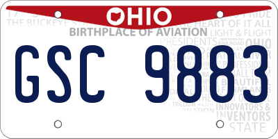 OH license plate GSC9883