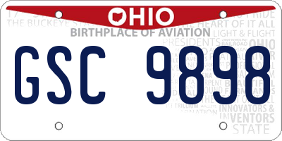 OH license plate GSC9898