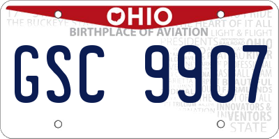 OH license plate GSC9907