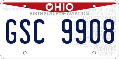 OH license plate GSC9908