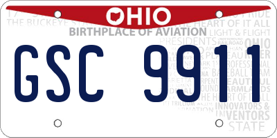 OH license plate GSC9911