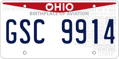 OH license plate GSC9914