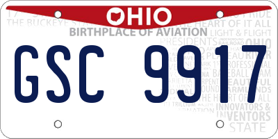 OH license plate GSC9917