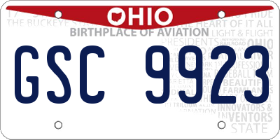 OH license plate GSC9923