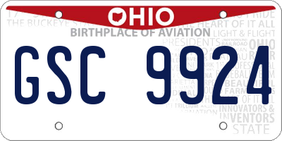 OH license plate GSC9924