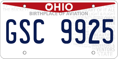 OH license plate GSC9925