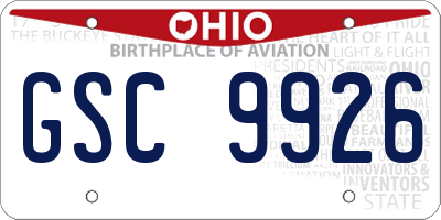 OH license plate GSC9926