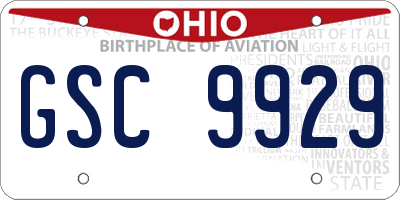 OH license plate GSC9929