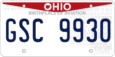 OH license plate GSC9930