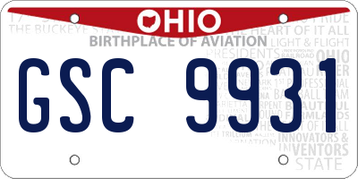 OH license plate GSC9931