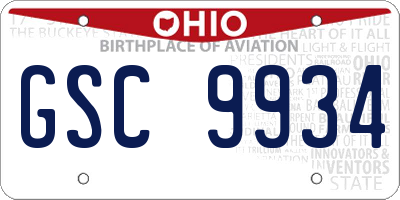 OH license plate GSC9934