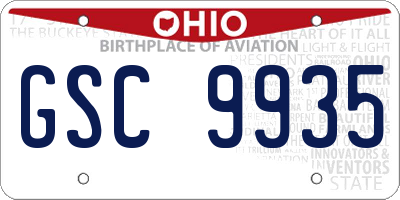 OH license plate GSC9935