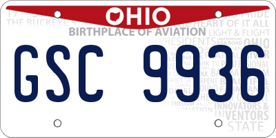 OH license plate GSC9936