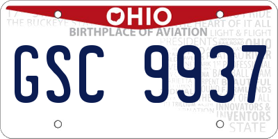 OH license plate GSC9937