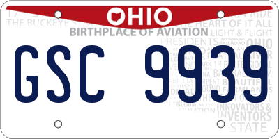 OH license plate GSC9939