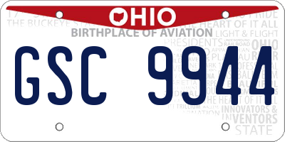 OH license plate GSC9944