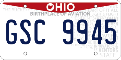 OH license plate GSC9945