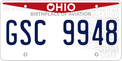 OH license plate GSC9948