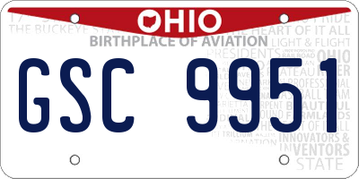 OH license plate GSC9951