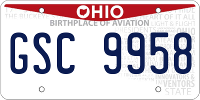 OH license plate GSC9958