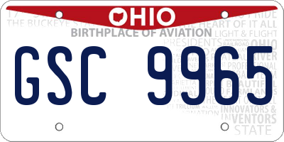 OH license plate GSC9965