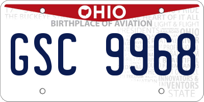 OH license plate GSC9968