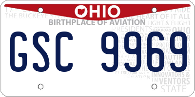 OH license plate GSC9969