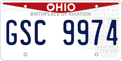 OH license plate GSC9974