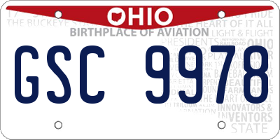 OH license plate GSC9978