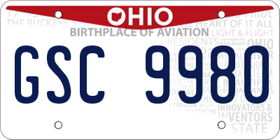 OH license plate GSC9980