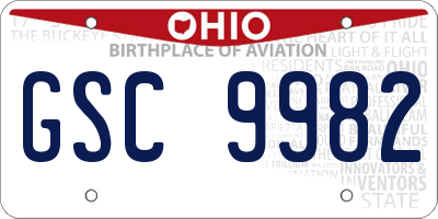 OH license plate GSC9982