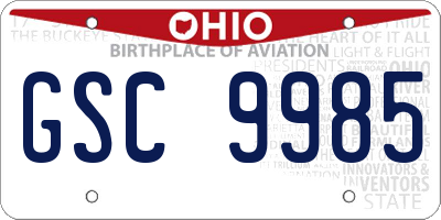 OH license plate GSC9985