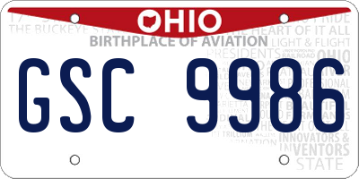 OH license plate GSC9986